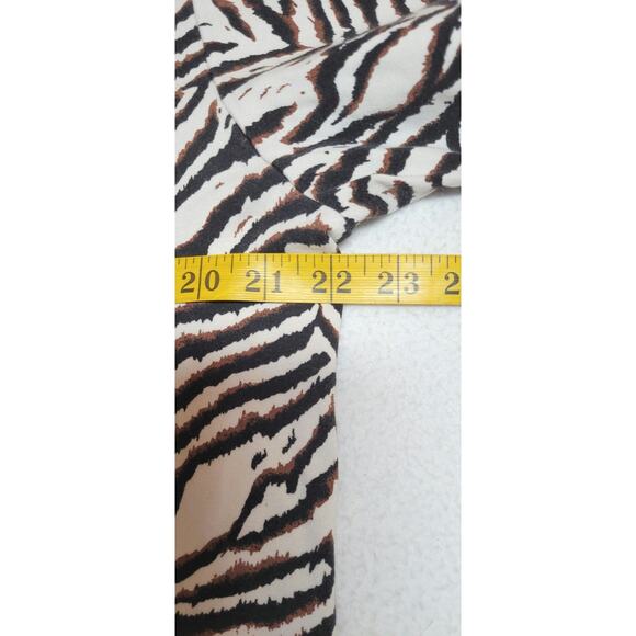 Bechamel Button Front Shirt Womens L Short Sleeve Safari Animal Print Blk Brown - Picture 3 of 6